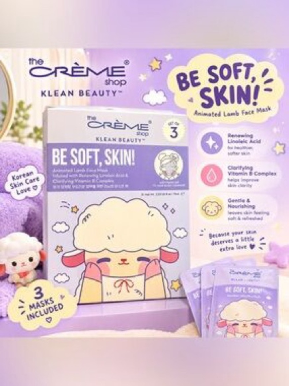 The Crème Shop Be Soft, Skin! Lamb Face Mask - Purple
